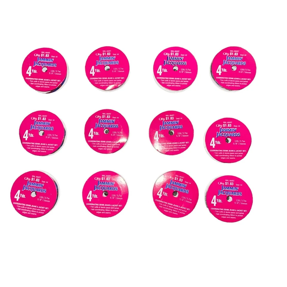 New Jammin Jacquards Ladybug Ribbon Lot 12 Spools 4 Yards 5/8" Red Blue Summer - Image 4 of 4