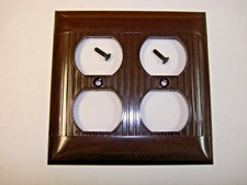 Brown Sierra Duplex Receptacle Outlet Wall Cover Plate Two Gang Uniline