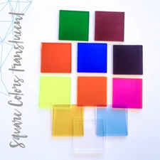 25 ACRYLIC SQUARE BLANKS TRANSLUCENT 1/8" THICK (SELECT COLOR & SIZE) 