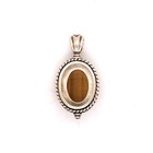 Estate Sterling Silver Tiger Eye Oval Pendant Large Statement Jewelry — photo 2
