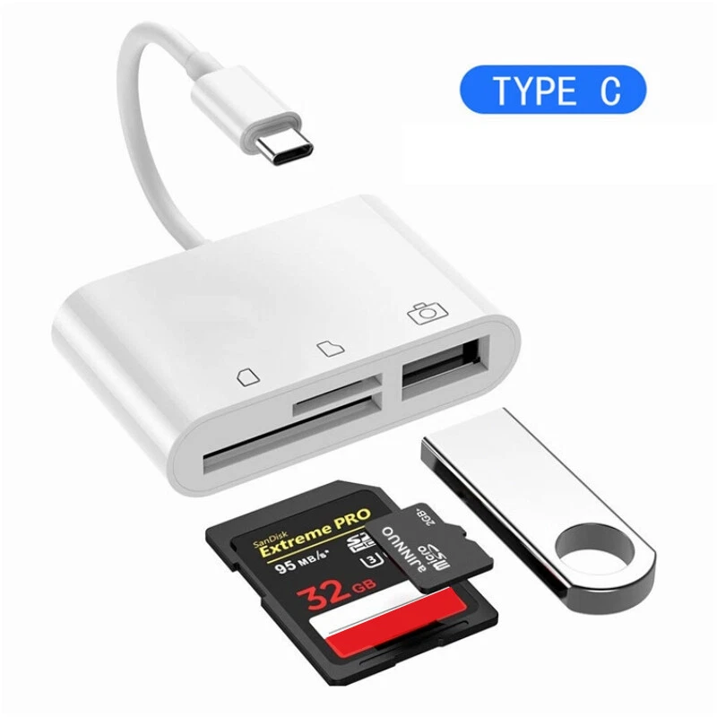 Type C Card Reader SD TF CF USB Flash Disk Mouse OTG Adapter for Xiaomi Samsung - Image 2 of 4