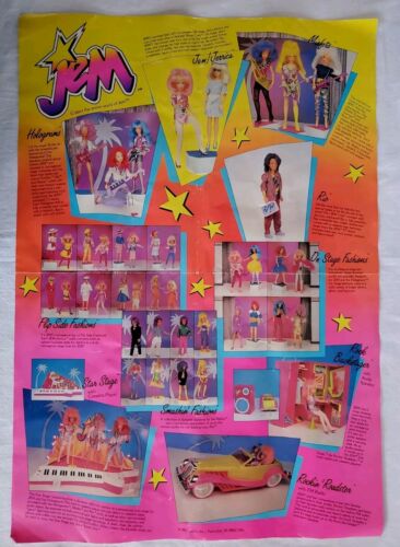 Jem & The Holograms Dolls "World of Glitter n Gold" Poster 1986 Hasbro 14X20 in - Picture 2 of 12