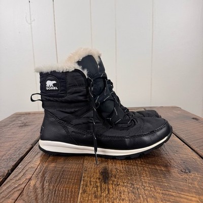 Sorel Whitney Women s Waterproof Black Winter Boots Faux Fur Lined Size 8