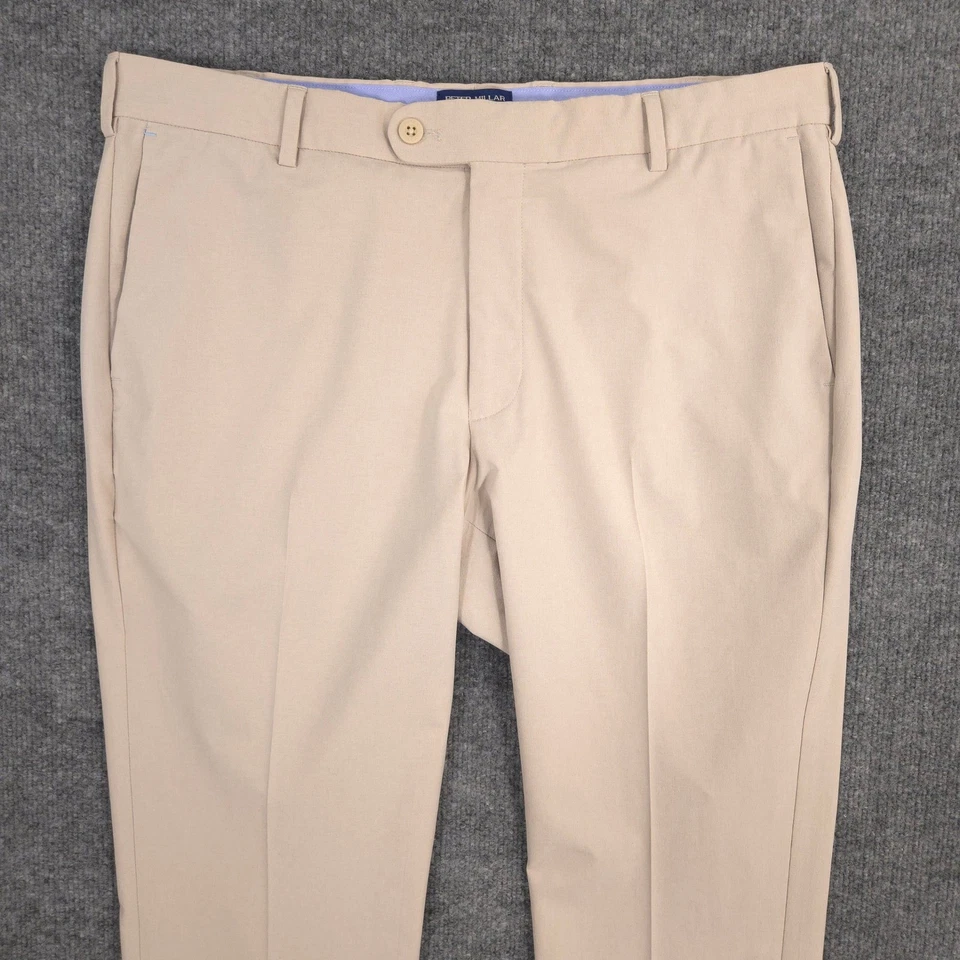 Peter Millar Crown Crafted Surge Performance Pants Mens 35X32 Beige Golf Casual - Image 2 of 4