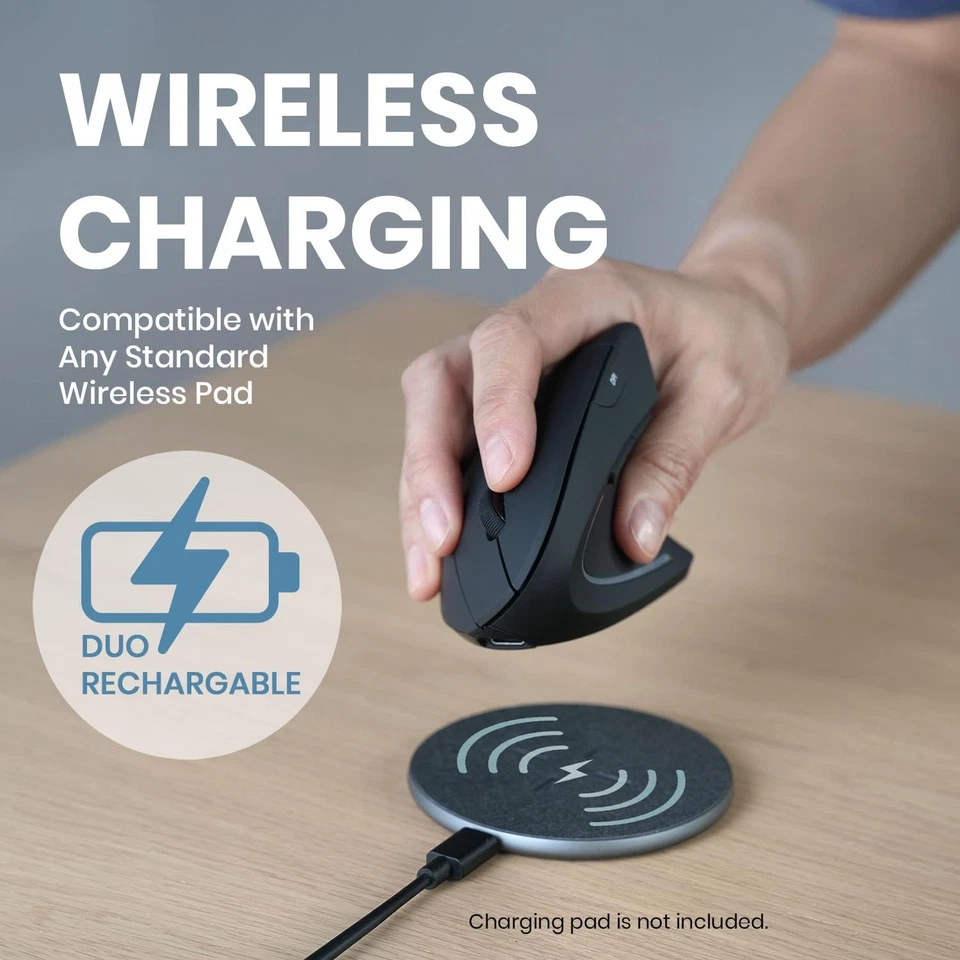 PERIMICE-713R Wireless Rechargeable Vertical Mouse - Duo Wired and Wireless C... - Image 2 of 4