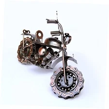  Metal Motorcycle Sculpture () – Vintage Scrap Art Desk Decor Copper Chopper