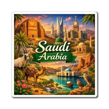 Saudi Arabia Magnet | Riyadh landmarks, camel & desert scene