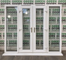 FRENCH DOORS WITH SIDELIGHTS DOUBLE GLAZED WHITE UPVC EXTERNAL PLASTIC