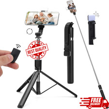 67" Selfie Stick Remote with Fill Light Bluetooth Extendable Phone Tripod Stand