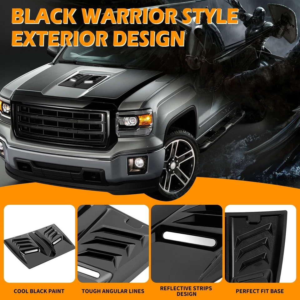 For Toyota Corolla Air Flow Scoop Hood Vent Bonnet Cover ABS w/ Reflective Decor - Image 4 of 4