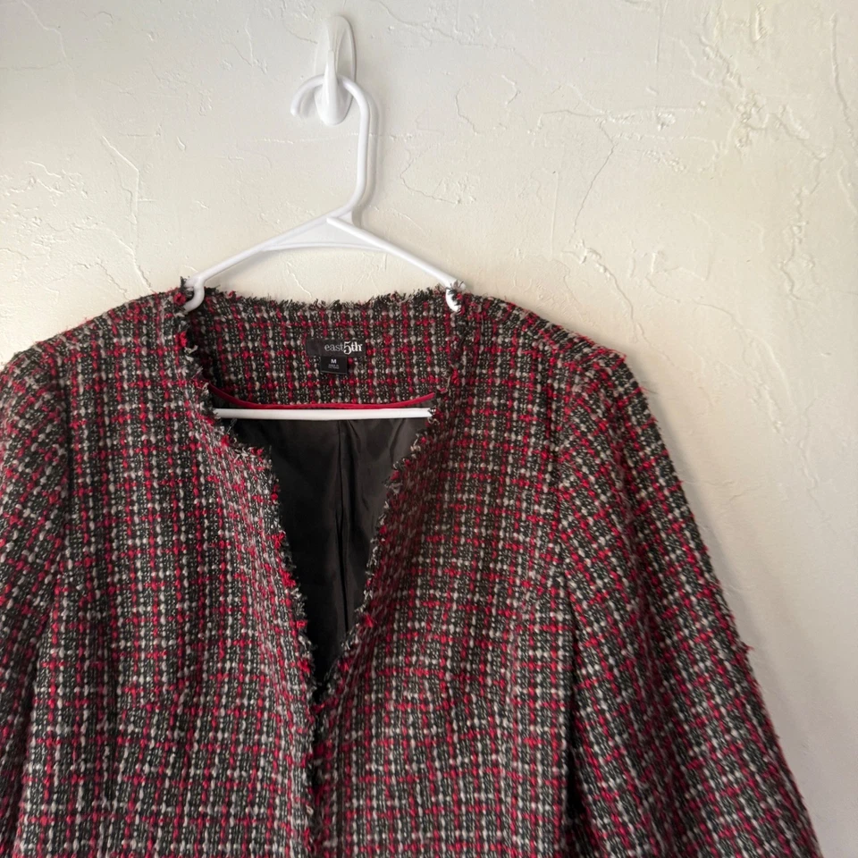 Chaqueta Blazer East5th Y2k Tweed Roja Negra Blanca Flecos Capricho M Sirena de Oficina Foto 4 de 4