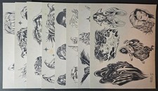 Vintage 1987 Danny Fowler Biker Style, Ancient Art Tattoo Flash 8 Sheet Set