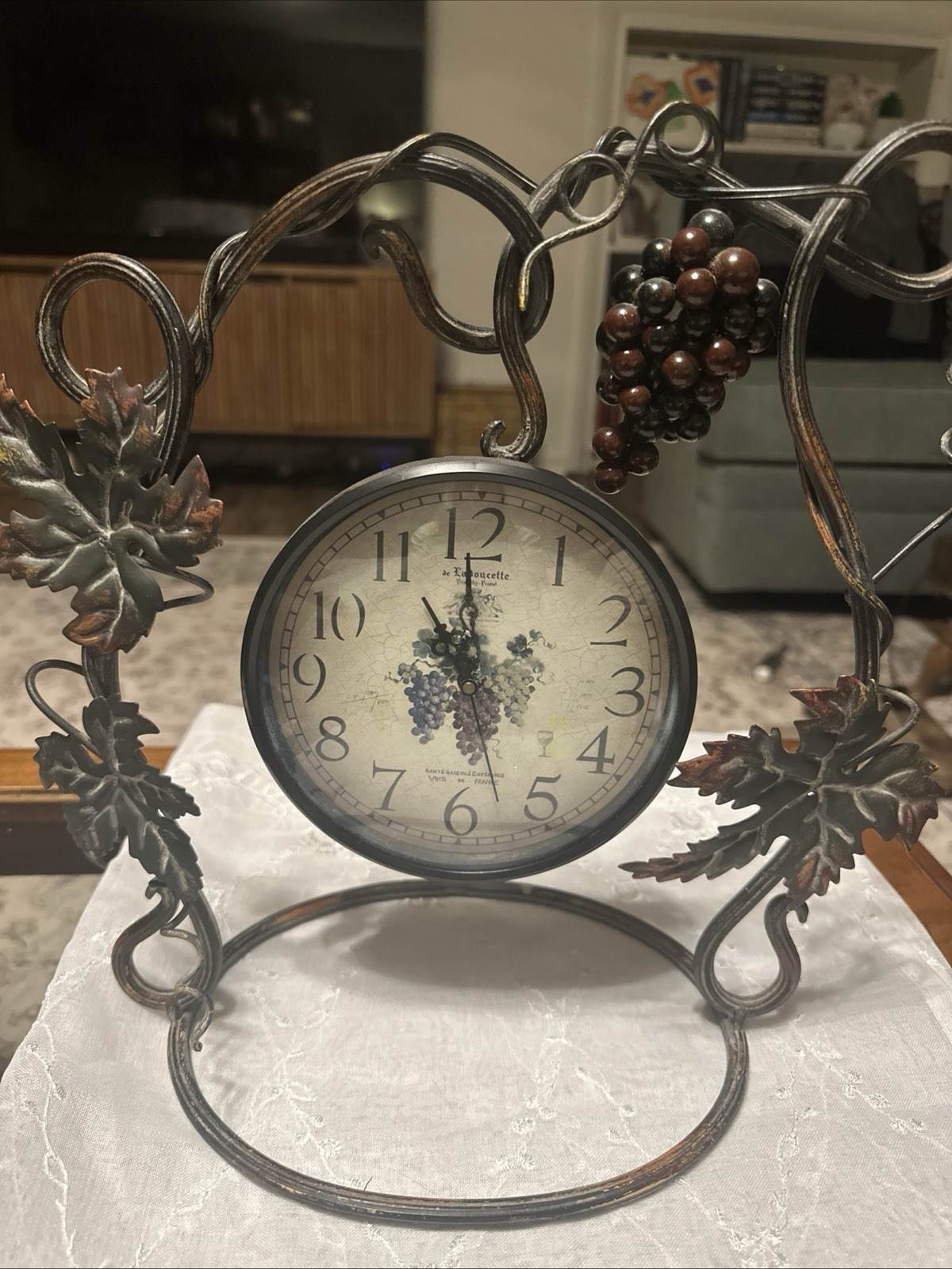 Ladoucette French Vintage Style Grapes Mantle Clock