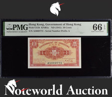 Hong Kong 10 Cents ND (1941) P 315b GOV UNC PMG 66 EPQ 3rd TOP POP