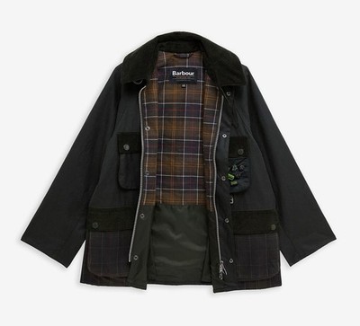 NWT BARBOUR X CROCS SIZE SMALL BEDALE WAX JACKET TARTAN FOREST
