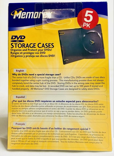 Memorex DVD Storage Cases (5-Pack) New in Package w/Labelmaker software included - Afbeelding 3 van 3