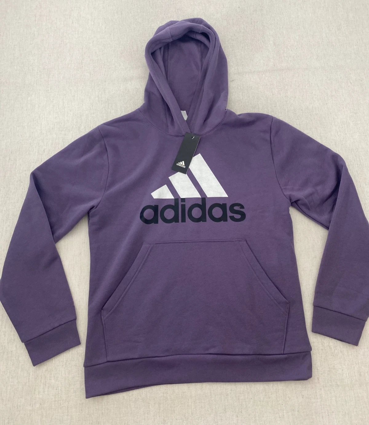 Adidas Pullover Hoodie Girls XL Purple Fleece Logo Sweatshirt Pockets NWT