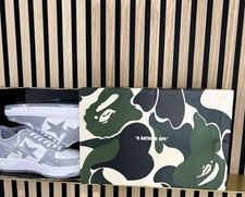 A Bathing Ape Bape Sta Trainers Green/White Patent Size UK8 Excellent Cond