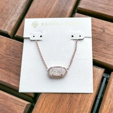 Kendra Scott Elisa Rose Gold Iridescent Drusy Short Pendant Necklace