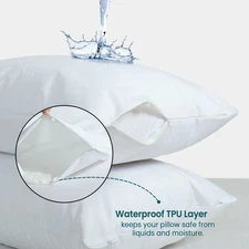 2-4 Zipper Waterproof Pillow Protectors Case Covers Standard/Queen/or King White