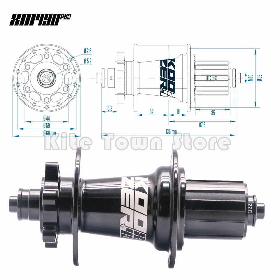 Replace for Koozer XM490 PRO MTB Hub Quick Release 32H,5x100mm/ 5x135mm, Black - Image 2 of 4