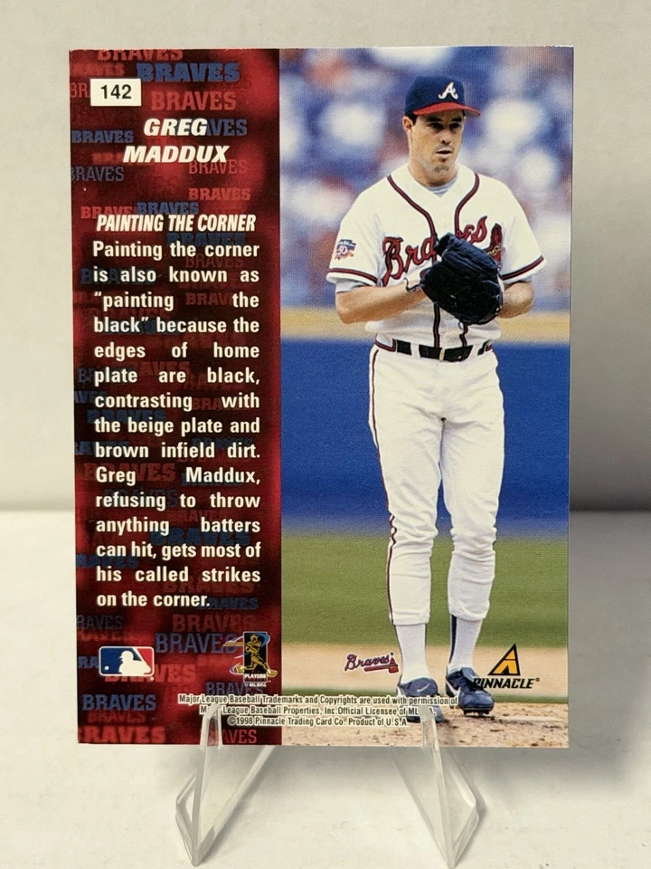 Greg Maddux #142 Pinnacle Inside 1998 - Painting The Corner - Image 2 of 2