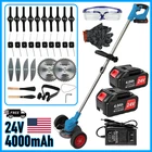 24V Cordless String Trimmer Weed Eater Electric Lawn Edger Grass Brush Cutter US