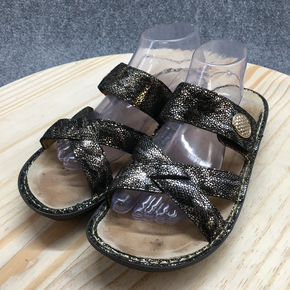 Sandalias Alegria para mujer 41 Victoriah exóticas deslizables VIC-7756 negras doradas Foto 3 de 4