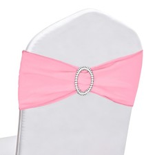 12Pcs Chair Sashes with Buckle Slider Stretch Spandex Chair Bows Cover, Pink