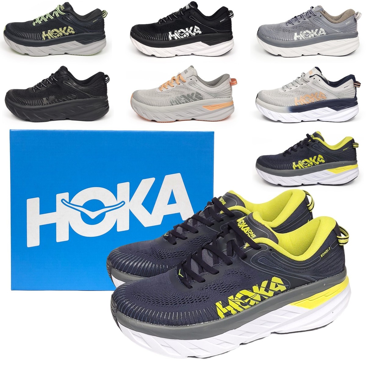 Hoka Bondi 7 Mens Running Shoes, Hoka One One Athletic 