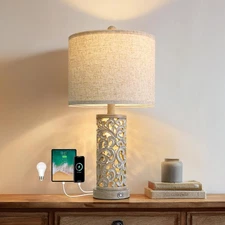 22" Dual Light Table LampLamps for Bedroom with USB A+C Charging PortsTouch L...