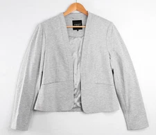 Jeanswest Womens Blazer Jacket Size XL Grey Marle Jersey Pockets Office Casual