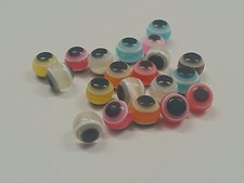 Evil Eye Resin Beads, Flat Round, Mixed Color, Qty 50 - 6x5mm, Hole: 1mm