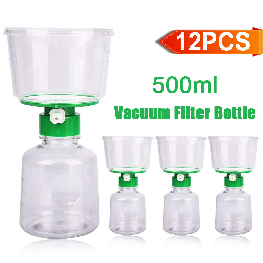 12PCS Vacuum Bottle Top Filters 0.22um PES Membrane 500ml Fu