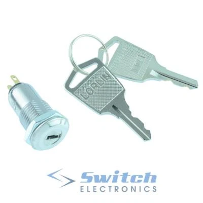 Off-On Keylock Key Switch 12mm Panel Mount SPST 500mA 12V Lorlin SKL