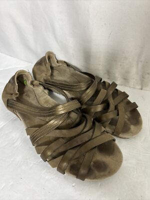 Ahnu Maia Strappy Sandals Size Brown and Gold AF2406CCHP