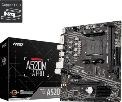 A520M-A PRO Gaming Motherboard (AMD Ryzen 5000, AM4, DDR4, Pcie 3.0, SATA 6Gb/S,