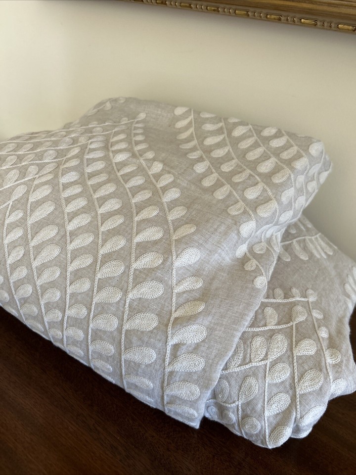 RESTORATION HARDWAREPALMETTEEMBROIDEREDLINENDUVET COVERNatural