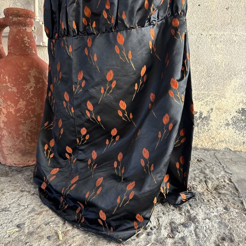 Antique 1920s Orange Tulip Silk Brocade Dress 1890s Fabric Full Length Vintage - Picture 6 of 24