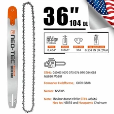 36" Chainsaw Guide Bar 0.404'' 0.063" 104DL Chain For STIHL 070 090 MS880 MS881
