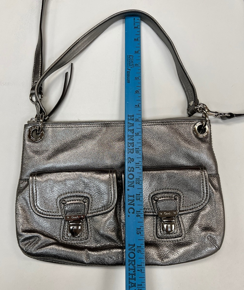 Coach 18996 Metallic Silver Poppy Shoulder Handbag Purse