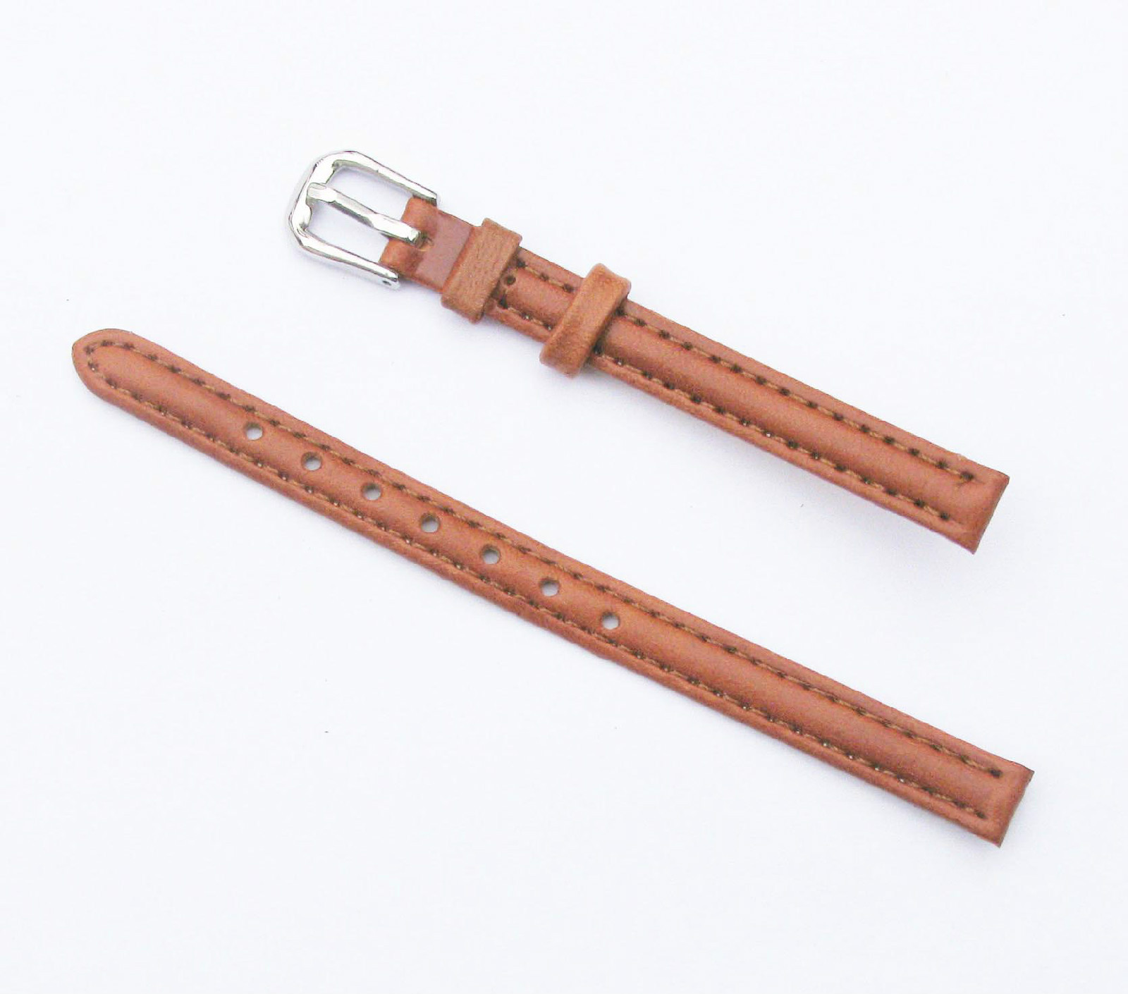8mm Quality Genuine Leather Padded Tan Light Brown Watch Band Size