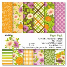 Wizardi Spring Scrapbook Paper Pack. 12 Sheets of 15.2x15.2cm Heavyweight Pap...