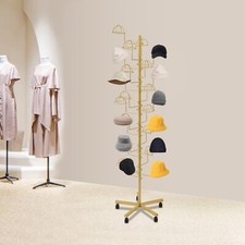 Metal Hats Display Stand, Hat Storage Stand with 25 Hooks, Freestanding Hat Rack