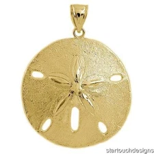 New 14k Yellow Gold Sand Dollar Pendant