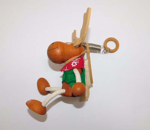 Jumpie Bouncie Hunting Moose Spring Swinging Toy Wood Hanging Figure - 第 5/5 張圖片