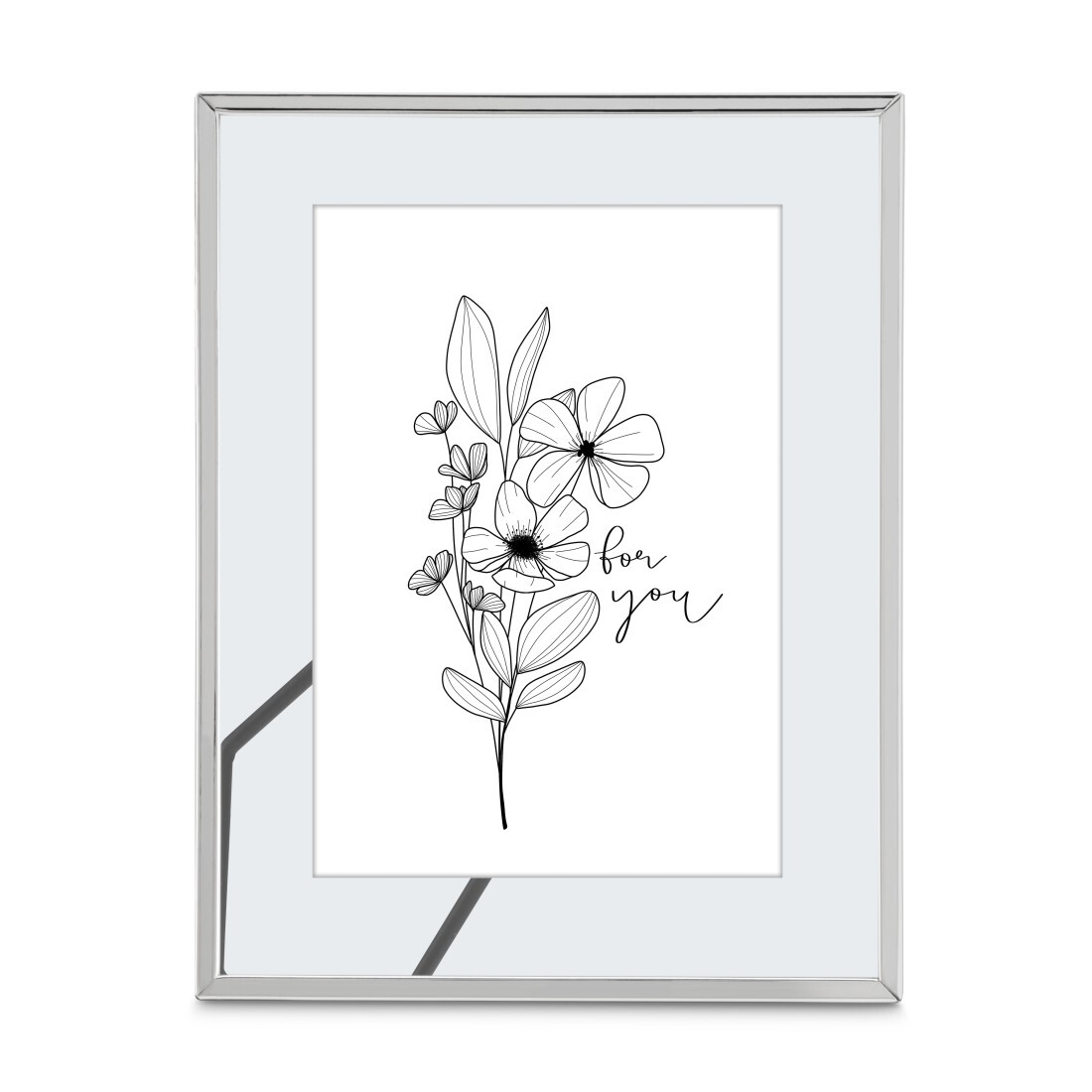 Cadre photo pour portrait Flowers argenté de dimensions 10x15cm