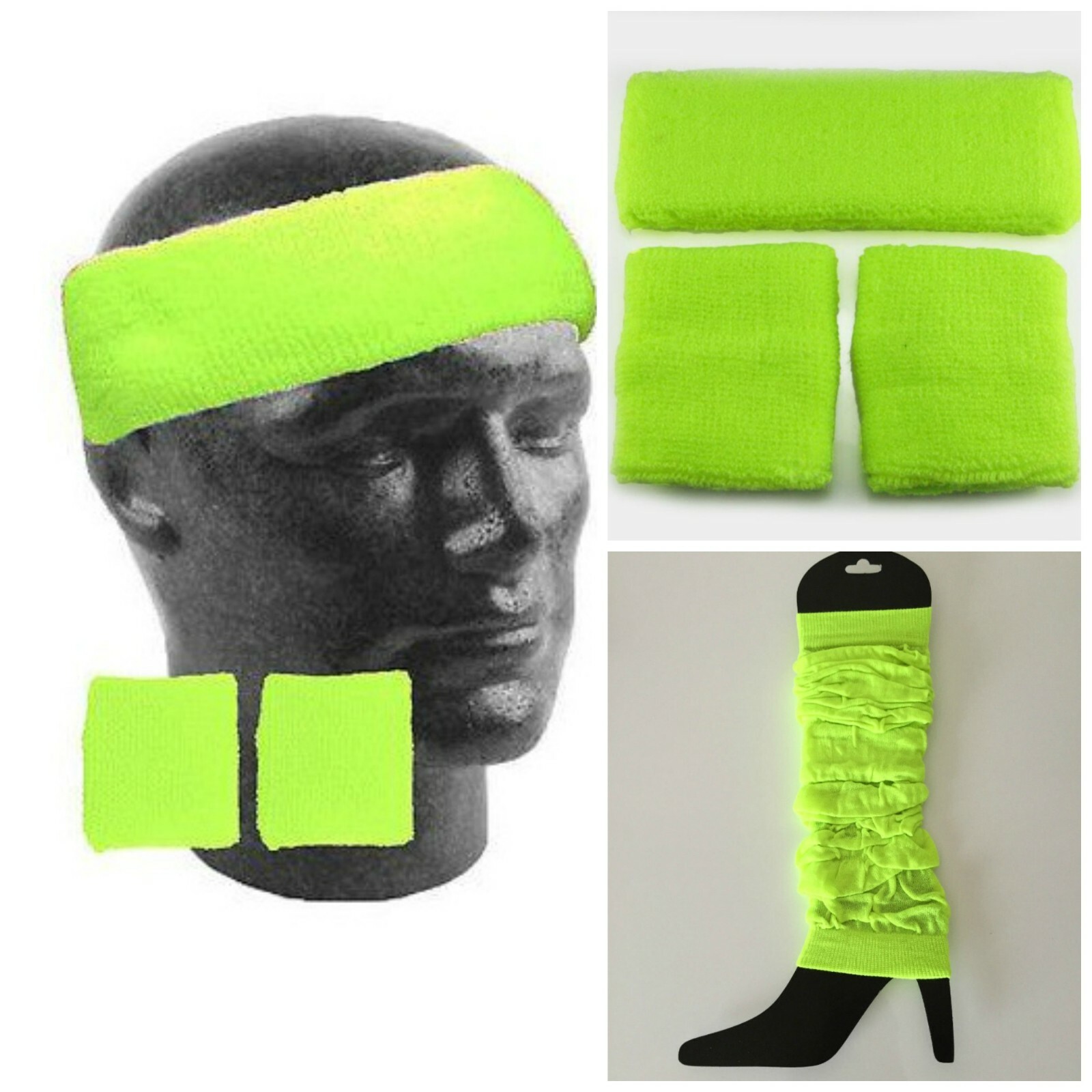 Fluro Leg Warmers Neon Sweatbands Gloves 80s Costume Dance