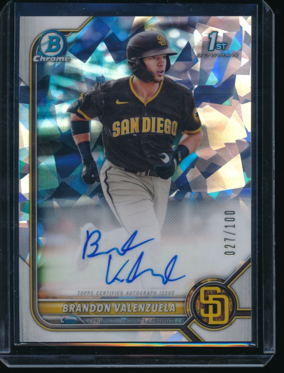 BRANDON VALENZUELA AUTO 1st 2022 Bowman Chrome ATOMIC REFRACTOR #/100 Rookie RC