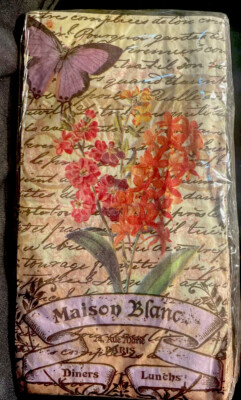 Butterfly & Iris Maison Blanc Dinner Napkins Party Spring Summer Wine Birthday